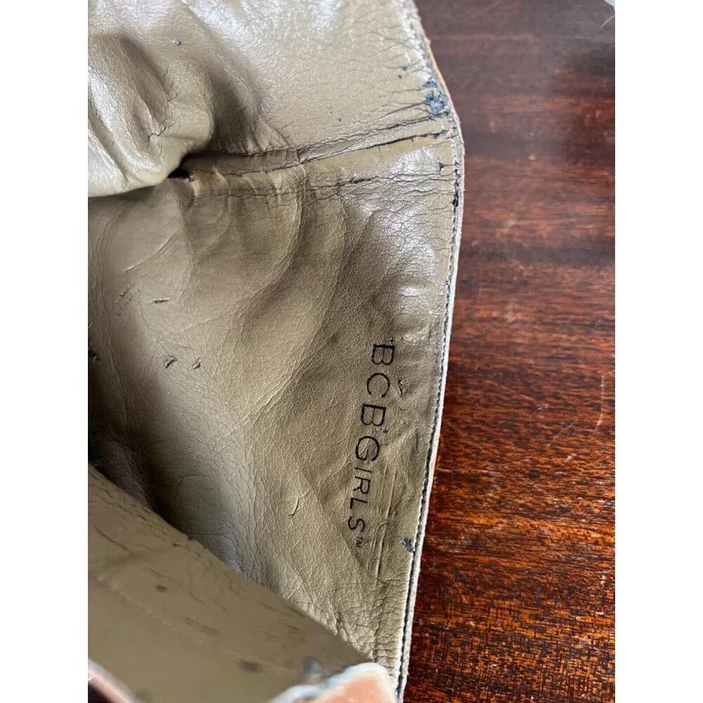 BCBGIRLS CHESTER Womens Boots Leather 6B Brown Straps Factory Distressed - Picture 10 of 10